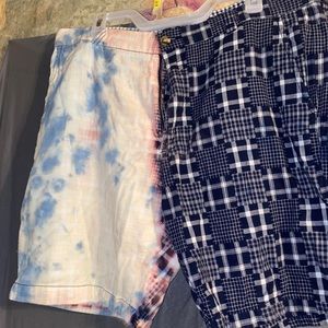 Club room bleached half tie-dye shorts